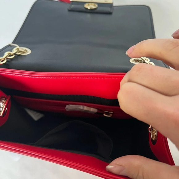 Tosca Blu Red Heart Small Multicolor Red Black  Flap Crossbody Shoulder Bag NWT - Picture 7 of 12